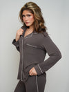 Women’s Ultra-Soft Bamboo Long Sleeve Pajama Set (Chocolate Brown)