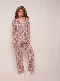 Women’s Ultra-Soft Bamboo Long Sleeve Pajama Set (Peony Plum Violet)