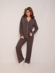 Women’s Ultra-Soft Bamboo Long Sleeve Pajama Set (Chocolate Brown)