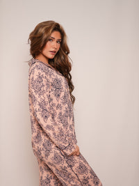 Women’s Ultra-Soft Bamboo Long Sleeve Pajama Set (Peony Plum Violet)