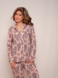 Women’s Ultra-Soft Bamboo Long Sleeve Pajama Set (Peony Plum Violet)