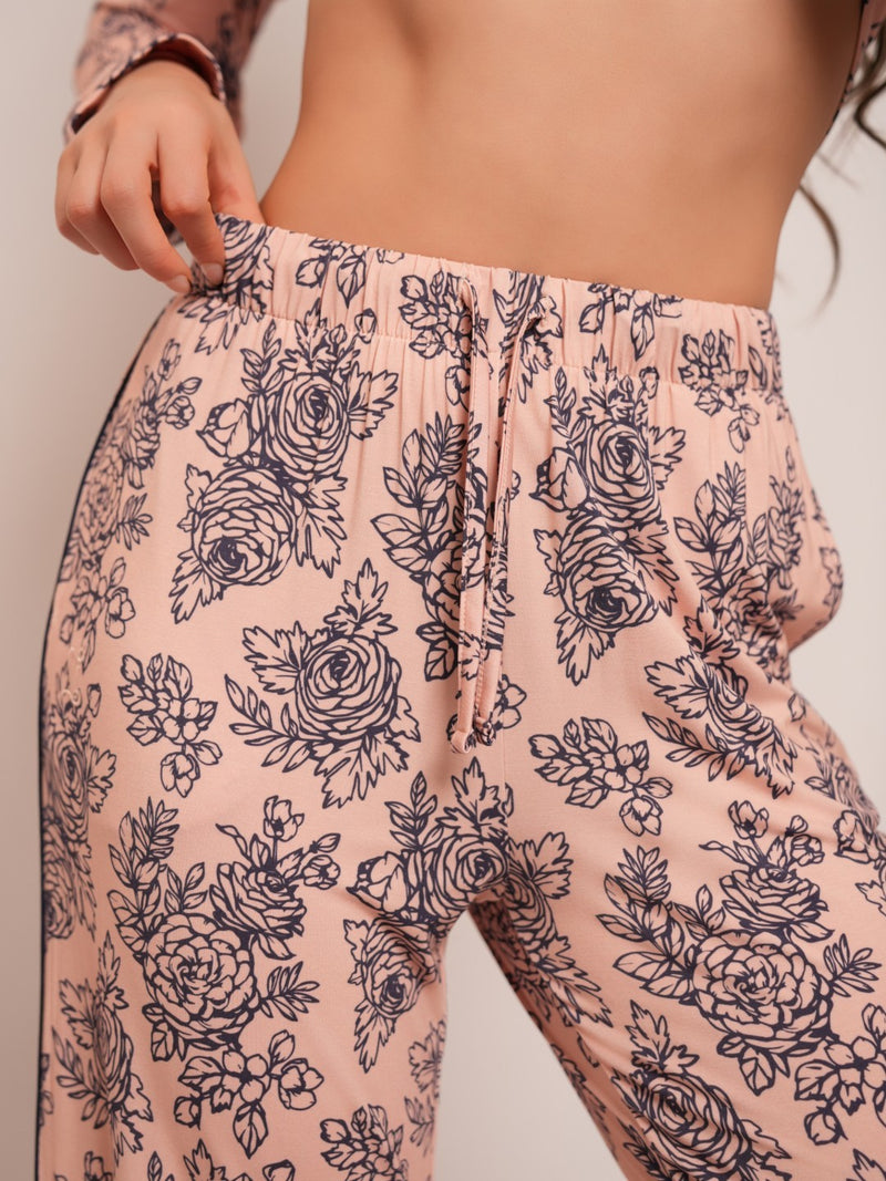 Women’s Ultra-Soft Bamboo Long Sleeve Pajama Set (Peony Plum Violet)