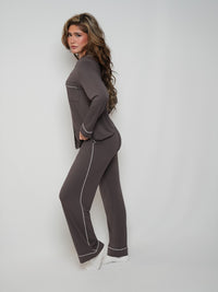 Women’s Ultra-Soft Bamboo Long Sleeve Pajama Set (Chocolate Brown)