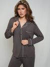 Women’s Ultra-Soft Bamboo Long Sleeve Pajama Set (Chocolate Brown)