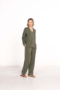 Long Sleeve Pajama Set (Pine Green)