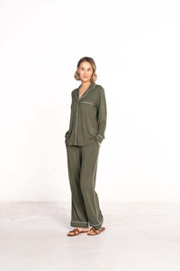 Long Sleeve Pajama Set (Pine Green)