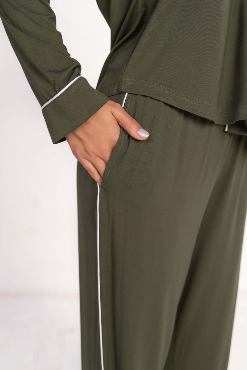 Long Sleeve Pajama Set (Pine Green)