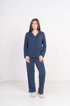 Long Sleeve Pajama Set (Navy/Dusty Blue)