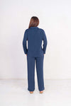 Long Sleeve Pajama Set (Navy/Dusty Blue)