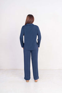 Long Sleeve Pajama Set (Navy/Dusty Blue)