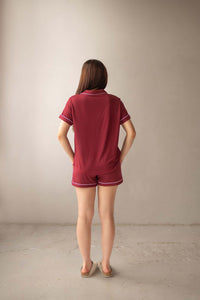 Short Sleeve Pajama Set (Maroon)