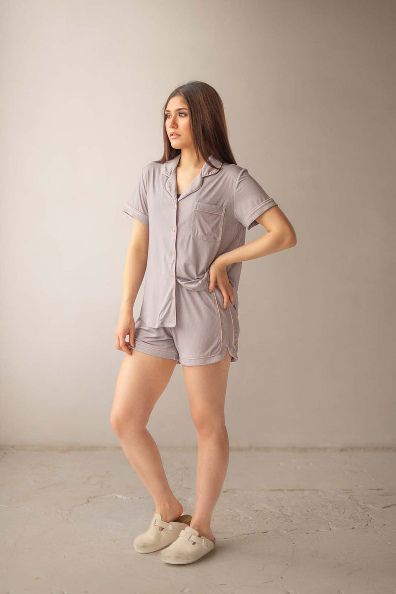 Short Sleeve Striped Pajama Set