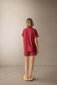 Short Sleeve Pajama Set (Maroon)