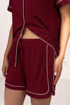 Short Sleeve Pajama Set (Maroon)