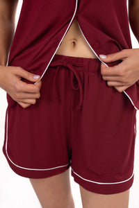 Short Sleeve Pajama Set (Maroon)